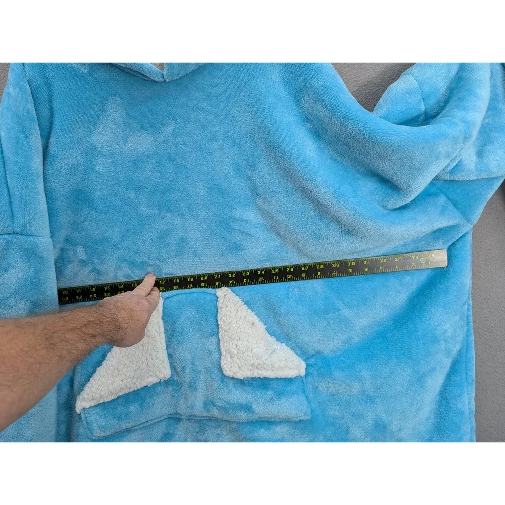 Touchal Wearable‎ Blanket Cozy Blue Sherpa Lined Hooded Oversized Pouch Pocket